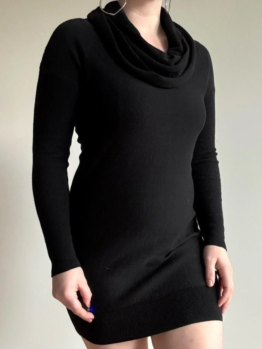 Ruby Moon black cowl neck sweater dress